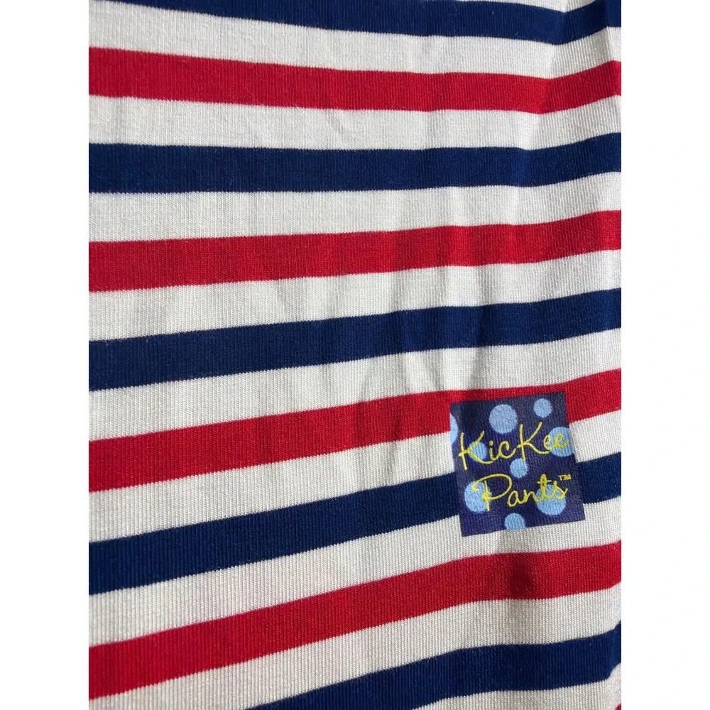 KicKee Pants Swaddle Blanket Baby Toddler Red White Blue Striped Bamboo Soft NWT